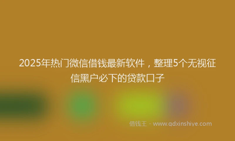 2025年热门微信借钱最新软件，整理5个无视征信黑户必下的贷款口子