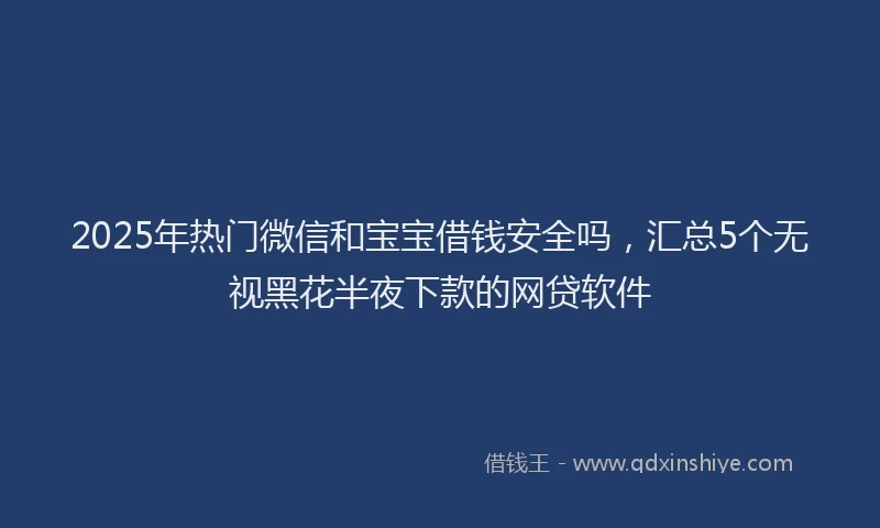 2025年热门微信和宝宝借钱安全吗，汇总5个无视黑花半夜下款的网贷软件
