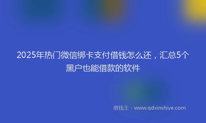 2025年热门微信绑卡支付借钱怎么还，汇总5个黑户也能借款的软件