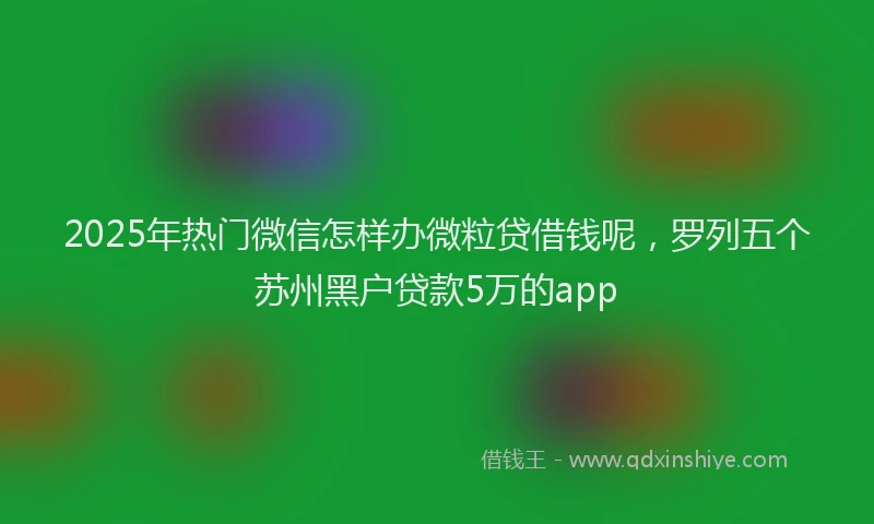 2025年热门微信怎样办微粒贷借钱呢，罗列五个苏州黑户贷款5万的app