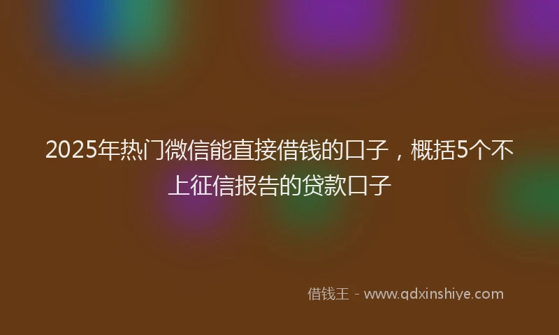 2025年热门微信能直接借钱的口子，概括5个不上征信报告的贷款口子