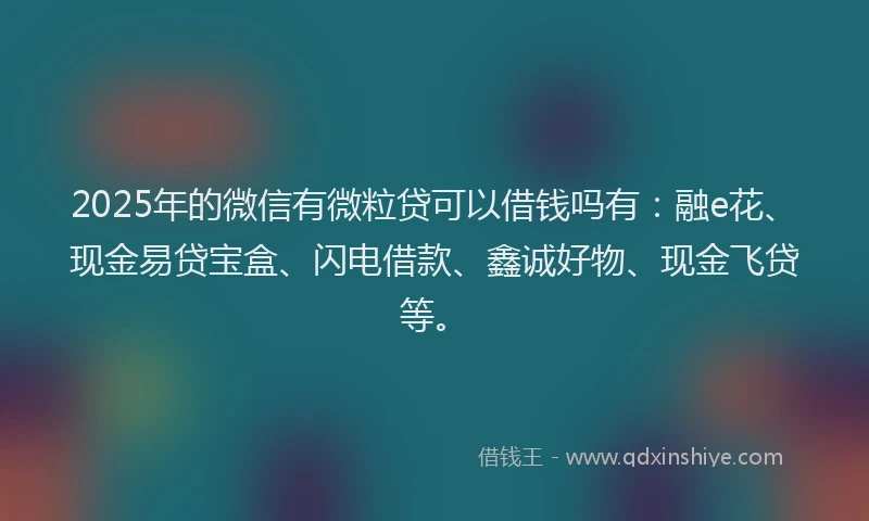 2025年的微信有微粒贷可以借钱吗有：融e花、现金易贷宝盒、闪电借款、鑫诚好物、现金飞贷等。