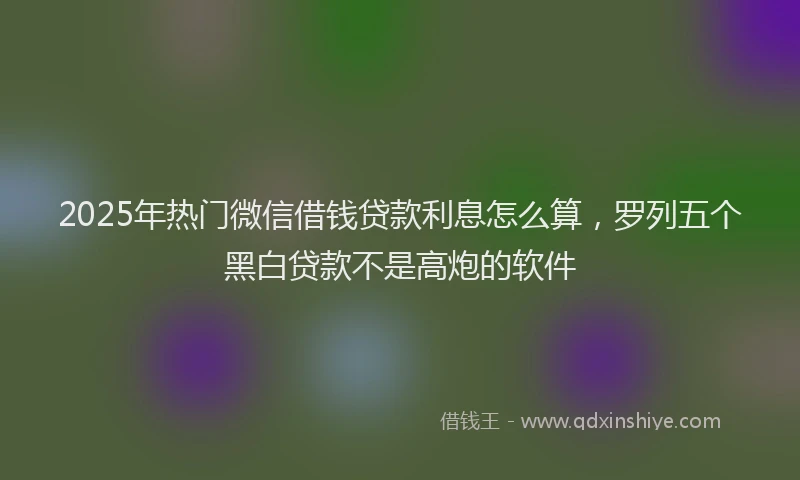 2025年热门微信借钱贷款利息怎么算，罗列五个黑白贷款不是高炮的软件
