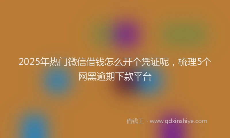 2025年热门微信借钱怎么开个凭证呢，梳理5个网黑逾期下款平台