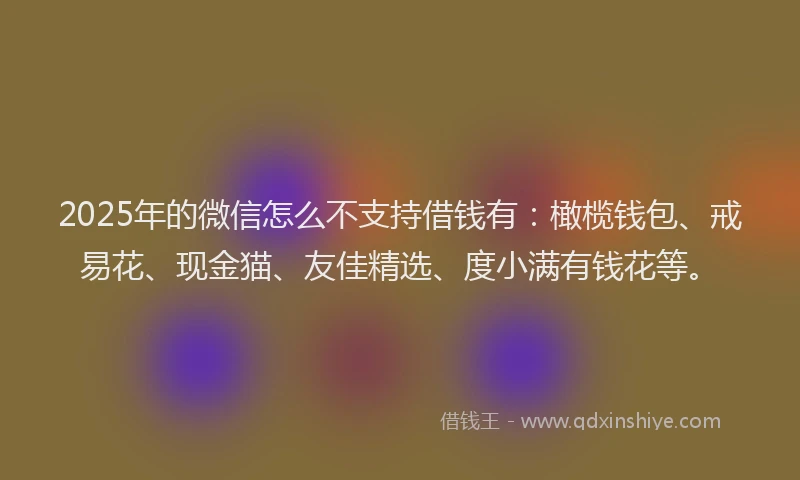 2025年的微信怎么不支持借钱有：橄榄钱包、戒易花、现金猫、友佳精选、度小满有钱花等。