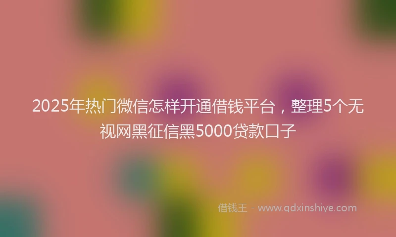 2025年热门微信怎样开通借钱平台，整理5个无视网黑征信黑5000贷款口子