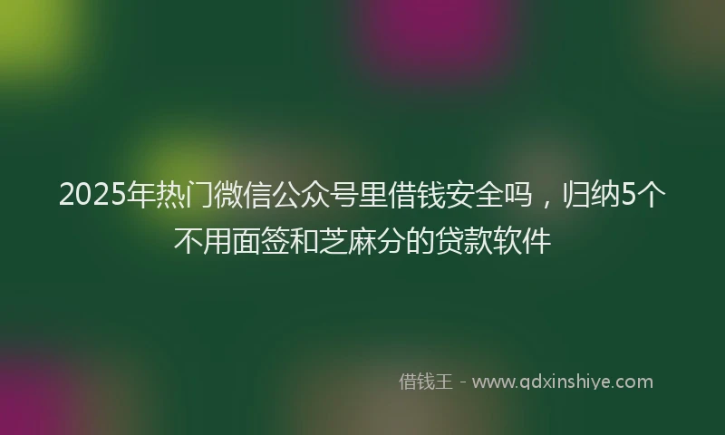 2025年热门微信公众号里借钱安全吗，归纳5个不用面签和芝麻分的贷款软件