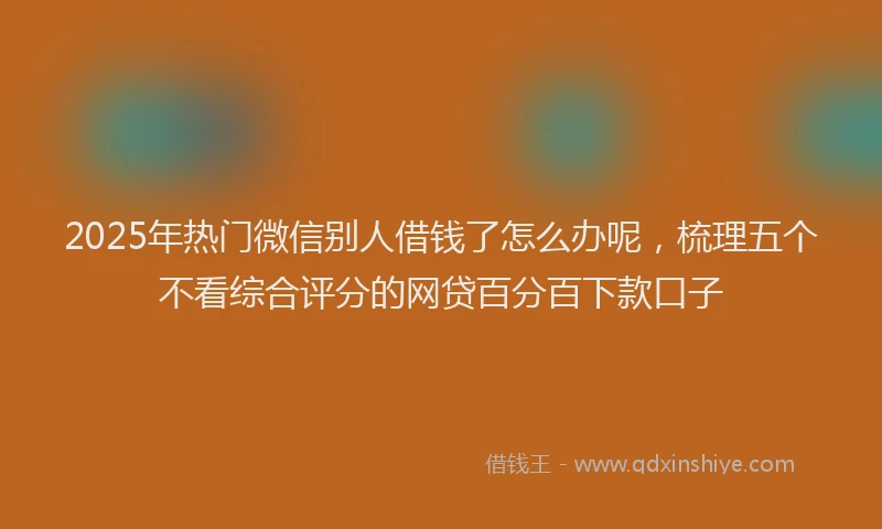 2025年热门微信别人借钱了怎么办呢，梳理五个不看综合评分的网贷百分百下款口子