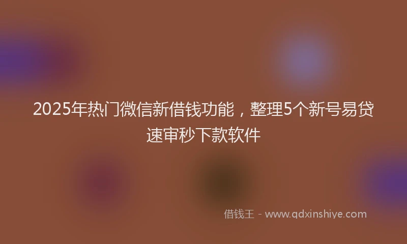 2025年热门微信新借钱功能，整理5个新号易贷速审秒下款软件