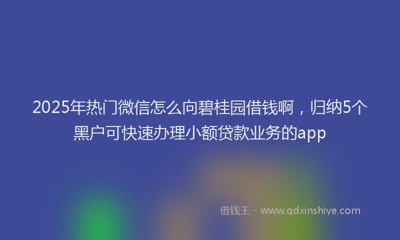 2025年热门微信怎么向碧桂园借钱啊，归纳5个黑户可快速办理小额贷款业务的app
