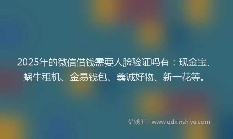2025年的微信借钱需要人脸验证吗有：现金宝、蜗牛租机、金易钱包、鑫诚好物、新一花等。