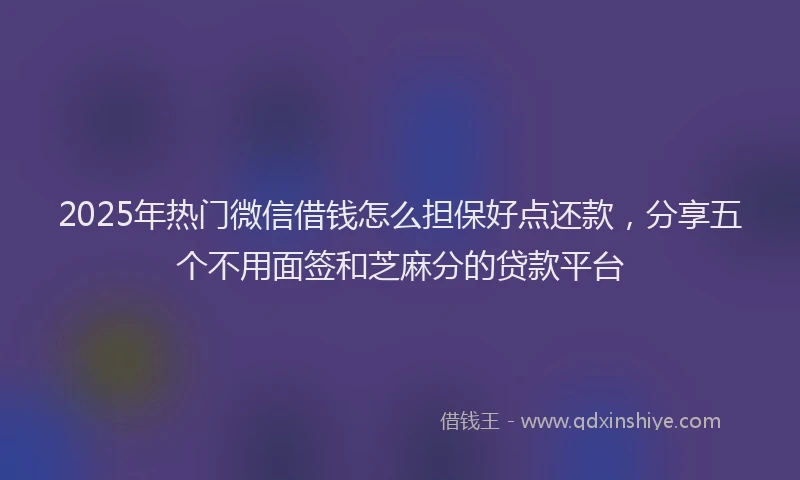 2025年热门微信借钱怎么担保好点还款，分享五个不用面签和芝麻分的贷款平台