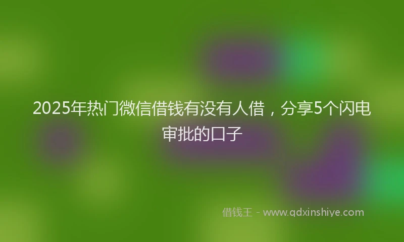 2025年热门微信借钱有没有人借，分享5个闪电审批的口子