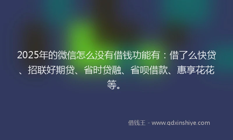 2025年的微信怎么没有借钱功能有：借了么快贷、招联好期贷、省时贷融、省呗借款、惠享花花等。