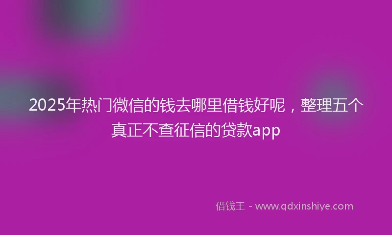 2025年热门微信的钱去哪里借钱好呢，整理五个真正不查征信的贷款app