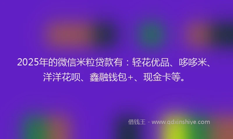 2025年的微信米粒贷款有：轻花优品、哆哆米、洋洋花呗、鑫融钱包+、现金卡等。