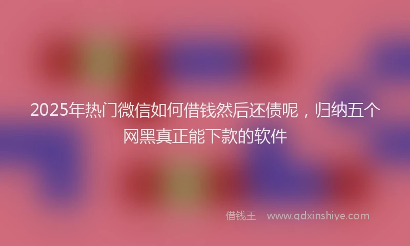 2025年热门微信如何借钱然后还债呢，归纳五个网黑真正能下款的软件