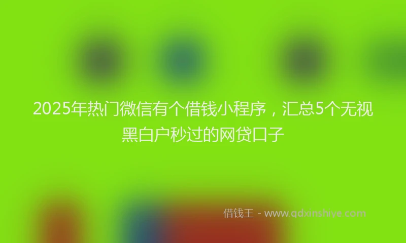 2025年热门微信有个借钱小程序，汇总5个无视黑白户秒过的网贷口子