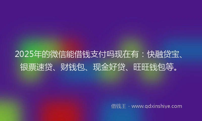 2025年的微信能借钱支付吗现在有：快融贷宝、银票速贷、财钱包、现金好贷、旺旺钱包等。