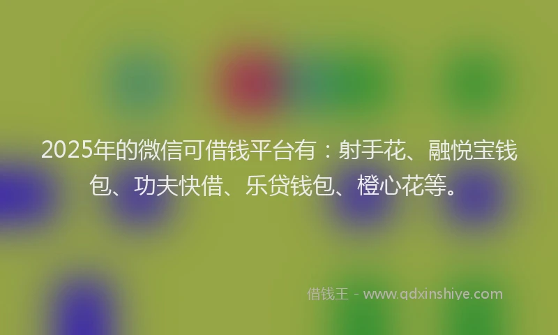 2025年的微信可借钱平台有：射手花、融悦宝钱包、功夫快借、乐贷钱包、橙心花等。