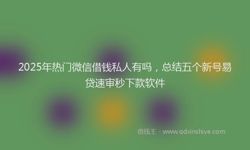 2025年热门微信借钱私人有吗，总结五个新号易贷速审秒下款软件
