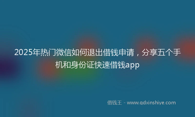 2025年热门微信如何退出借钱申请，分享五个手机和身份证快速借钱app