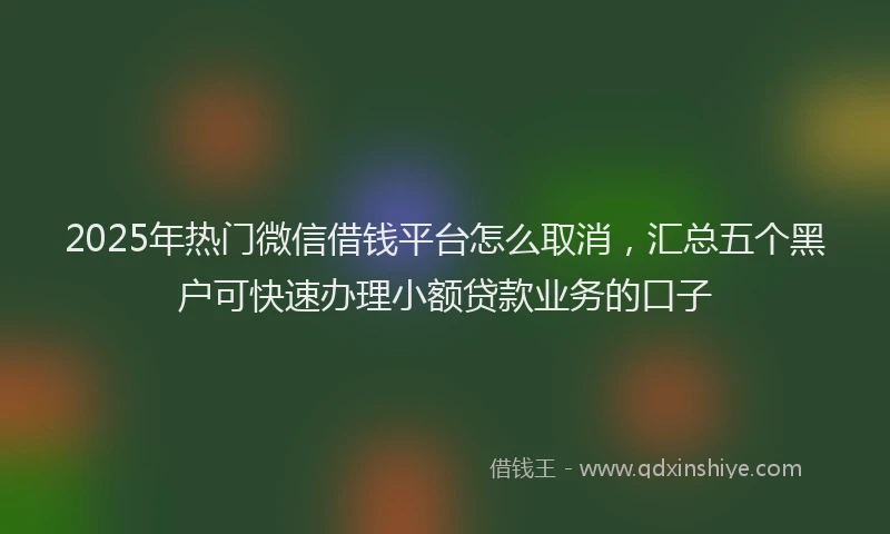 2025年热门微信借钱平台怎么取消，汇总五个黑户可快速办理小额贷款业务的口子