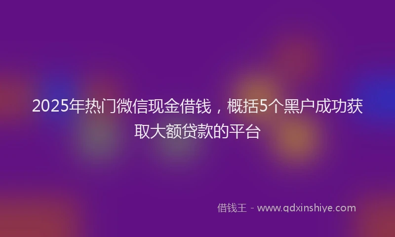 2025年热门微信现金借钱，概括5个黑户成功获取大额贷款的平台