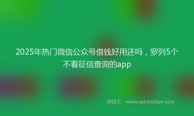 2025年热门微信公众号借钱好用还吗，罗列5个不看征信查询的app