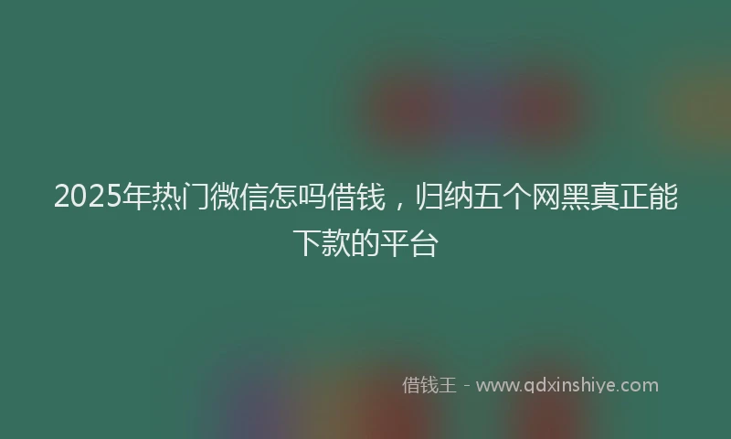 2025年热门微信怎吗借钱，归纳五个网黑真正能下款的平台