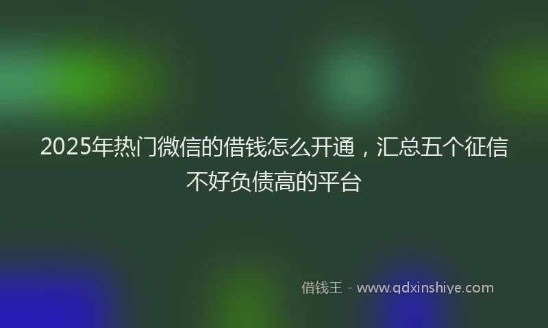 2025年热门微信的借钱怎么开通，汇总五个征信不好负债高的平台