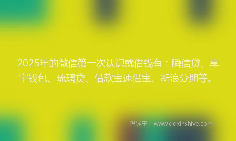 2025年的微信第一次认识就借钱有：瞬信贷、享宇钱包、琉璃贷、借款宝速借宝、新浪分期等。