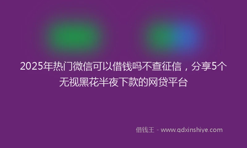 2025年热门微信可以借钱吗不查征信，分享5个无视黑花半夜下款的网贷平台