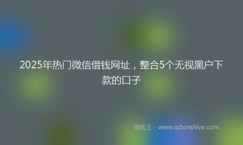 2025年热门微信借钱网址，整合5个无视黑户下款的口子