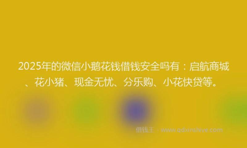 2025年的微信小鹅花钱借钱安全吗有：启航商城、花小猪、现金无忧、分乐购、小花快贷等。