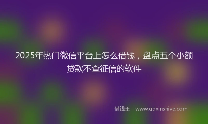 2025年热门微信平台上怎么借钱，盘点五个小额贷款不查征信的软件