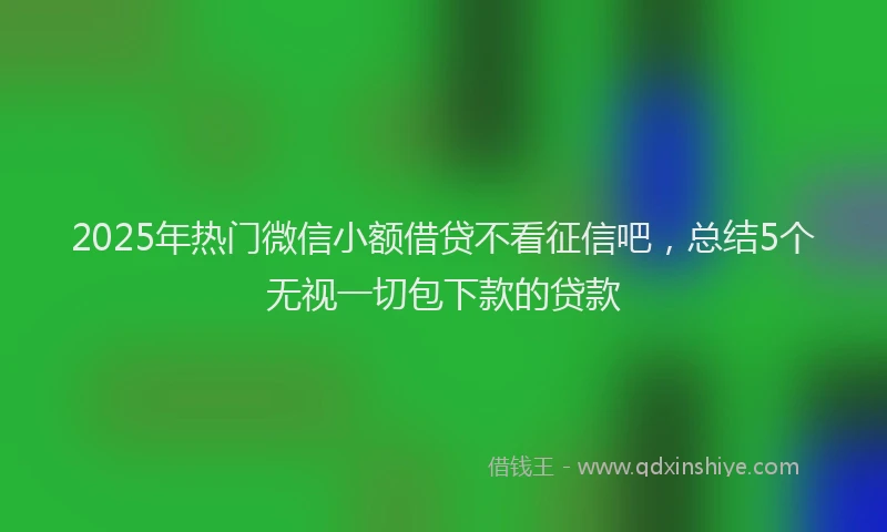 2025年热门微信小额借贷不看征信吧，总结5个无视一切包下款的贷款