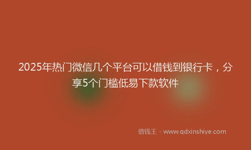 2025年热门微信几个平台可以借钱到银行卡，分享5个门槛低易下款软件