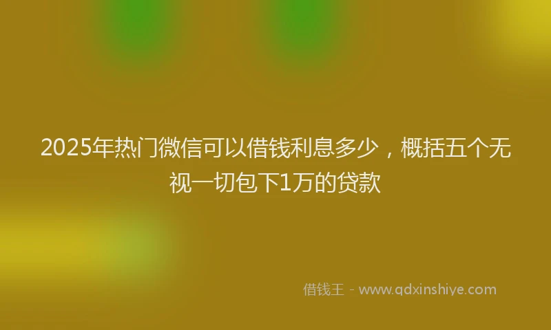 2025年热门微信可以借钱利息多少，概括五个无视一切包下1万的贷款