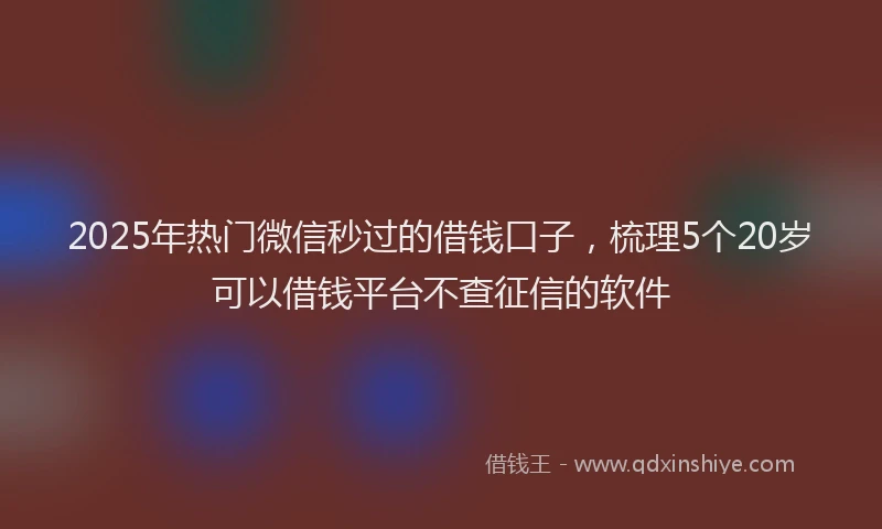 2025年热门微信秒过的借钱口子，梳理5个20岁可以借钱平台不查征信的软件
