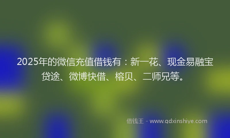 2025年的微信充值借钱有：新一花、现金易融宝贷途、微博快借、榕贝、二师兄等。