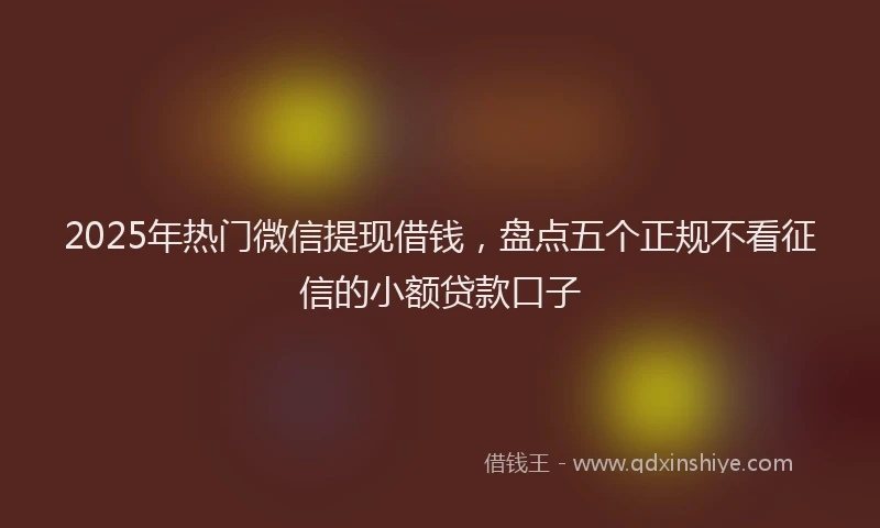2025年热门微信提现借钱，盘点五个正规不看征信的小额贷款口子