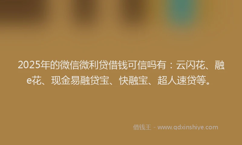 2025年的微信微利贷借钱可信吗有：云闪花、融e花、现金易融贷宝、快融宝、超人速贷等。