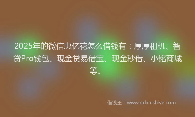 2025年的微信惠亿花怎么借钱有：厚厚租机、智贷Pro钱包、现金贷易借宝、现金秒借、小铭商城等。