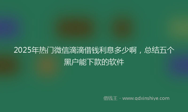 2025年热门微信滴滴借钱利息多少啊，总结五个黑户能下款的软件