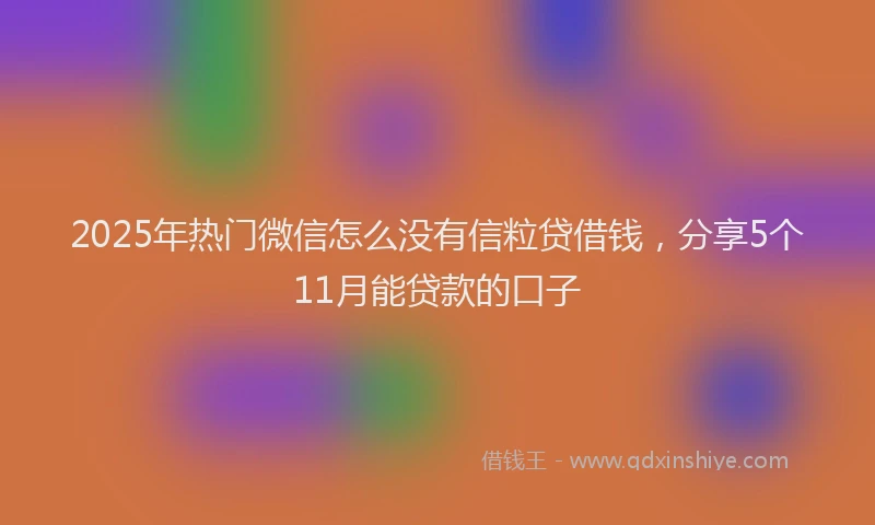 2025年热门微信怎么没有信粒贷借钱，分享5个11月能贷款的口子