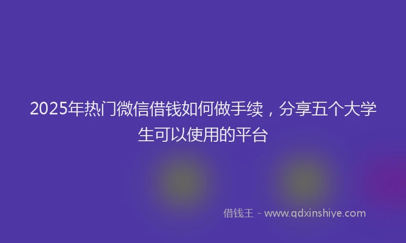 2025年热门微信借钱如何做手续，分享五个大学生可以使用的平台