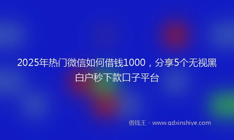 2025年热门微信如何借钱1000，分享5个无视黑白户秒下款口子平台