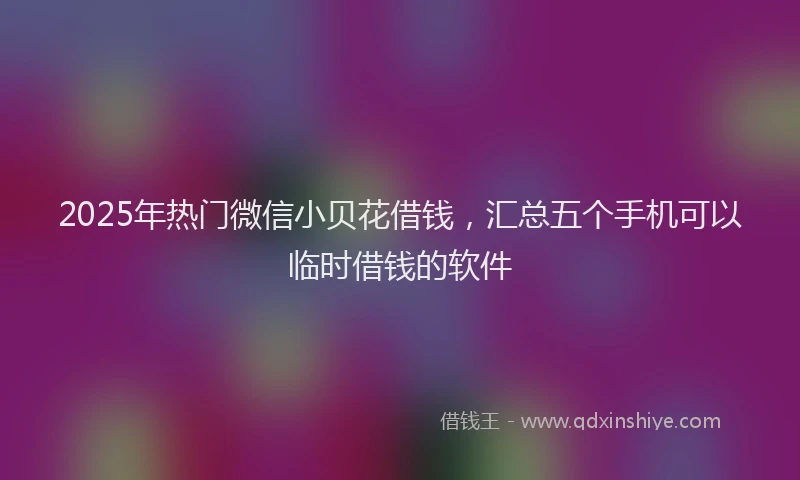 2025年热门微信小贝花借钱，汇总五个手机可以临时借钱的软件