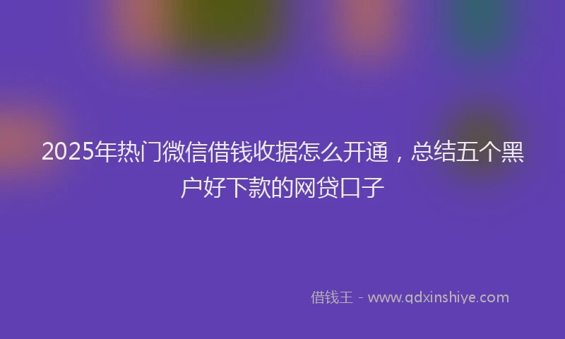 2025年热门微信借钱收据怎么开通，总结五个黑户好下款的网贷口子